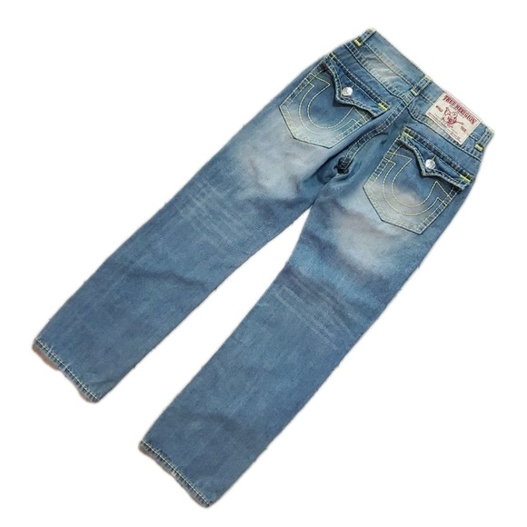 True Religion Billy Super T 32x33 (30x32) Distressed Straight Leg Blue Jeans - Picture 3 of 10